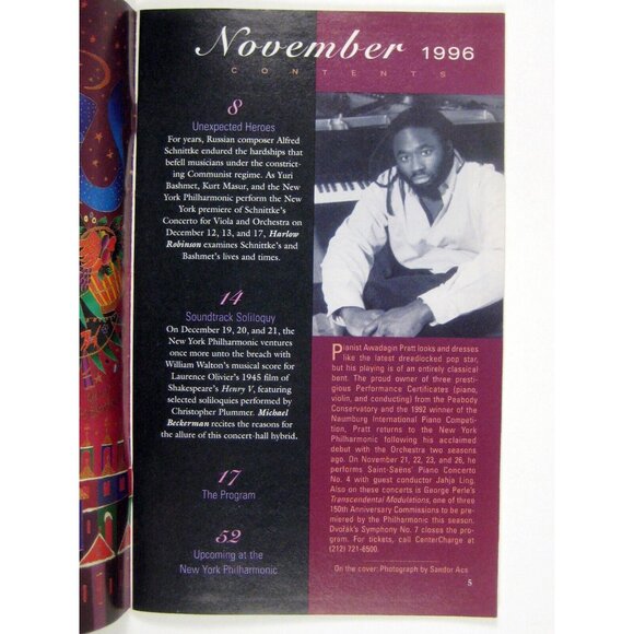 New York City Philharmonic Stagebill 1996 Kurt Masur Swan Lake Mindy Kaufman - Picture 3 of 6